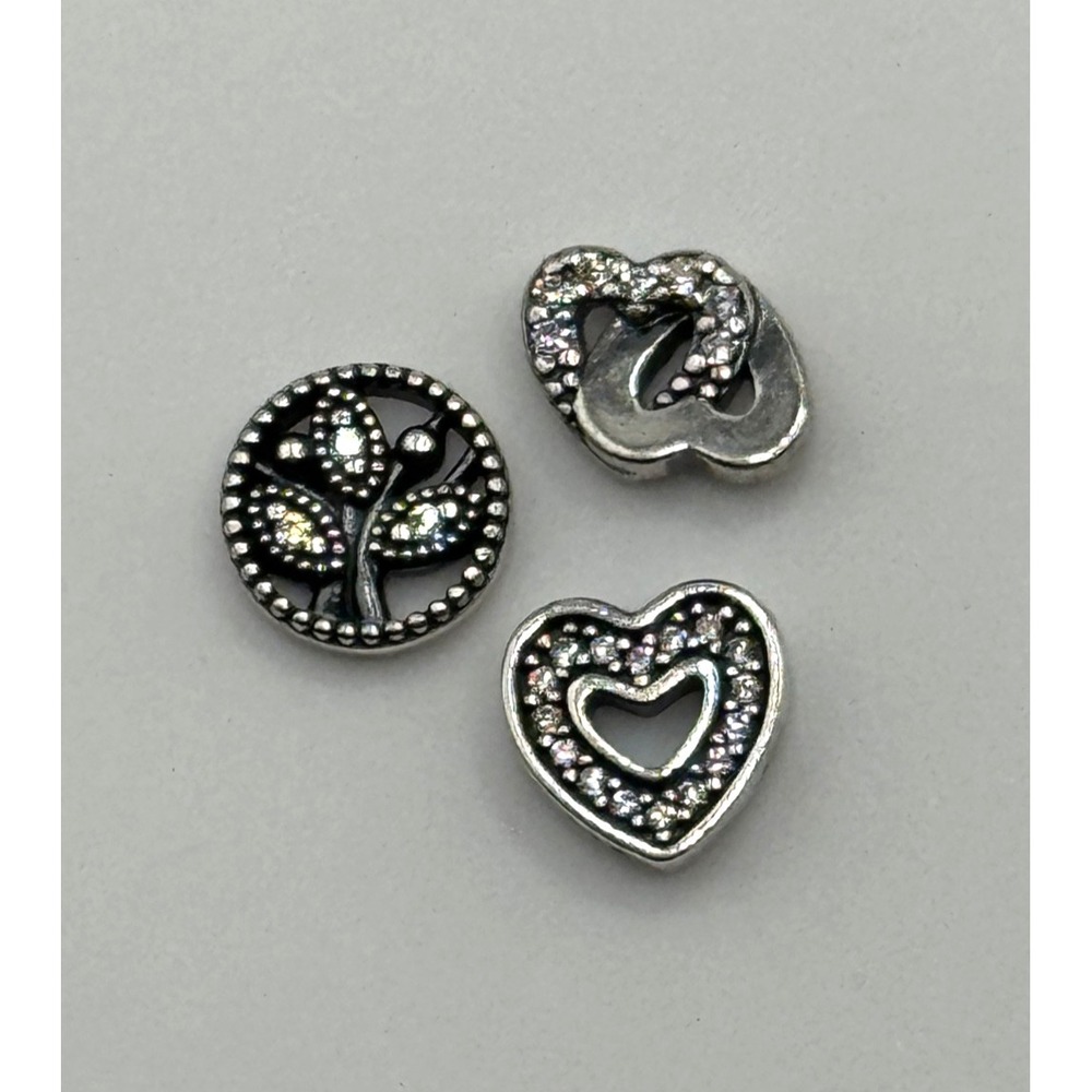 Pandora Sterling Silver Set of 3 Petite Floating Charms Retired Heart S925 ALE